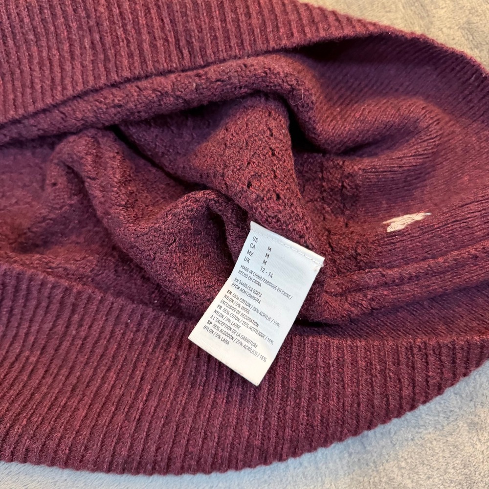 American Eagle Outfitters Burgundy Textured Knit Zipper Sweater Womens Medium - Picture 5 of 9